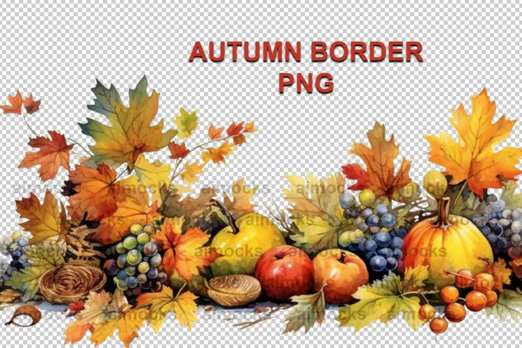Watercolor Autumn Border PNG Clipart, Fall Horizontal Border