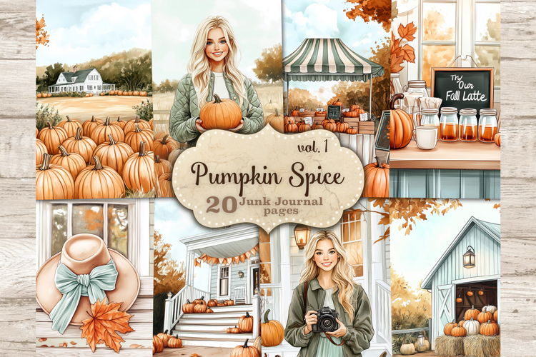 Autumn Junk Journal Pages | Pumpkin Spice Scrapbook Kit