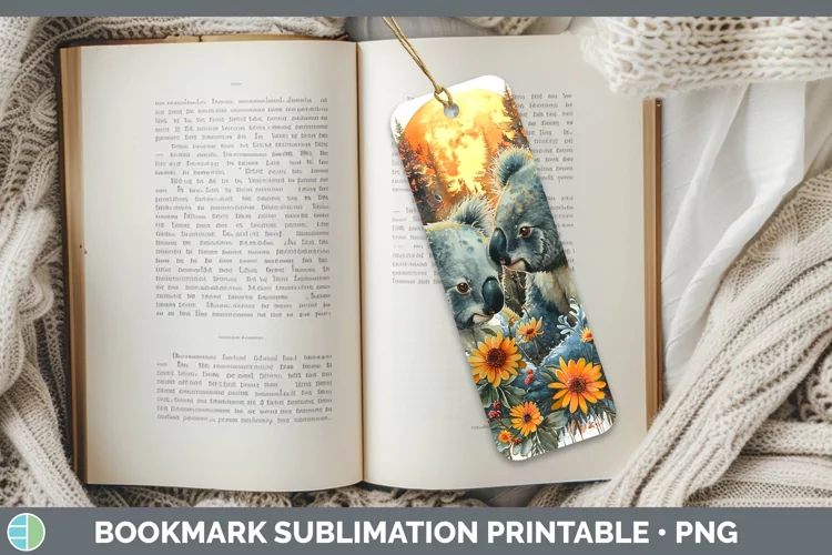 Autumn Koala Bookmark Sublimation Printable Designs