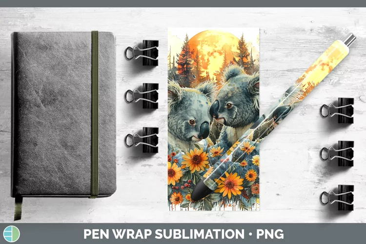 Autumn Koala Pen Wrap Sublimation Epoxy Pen Designs