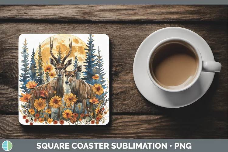Autumn Kudu Square Coaster Sublimation Coaster Designs