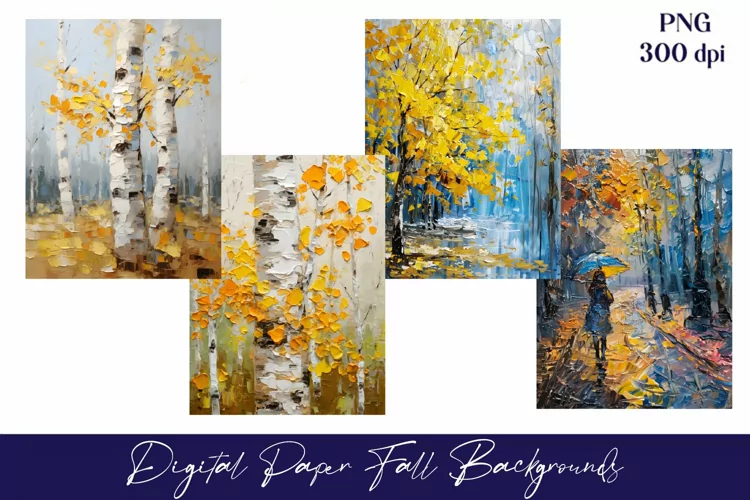 Autumn landscape watercolor painting Art collection