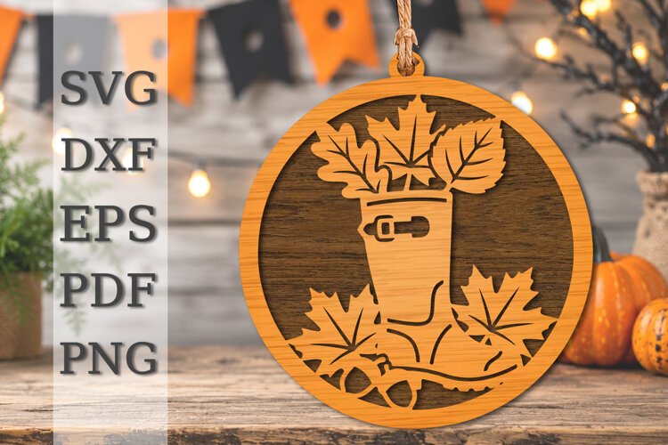 Autumn Leaf Basket Laser Cut SVG example image 1