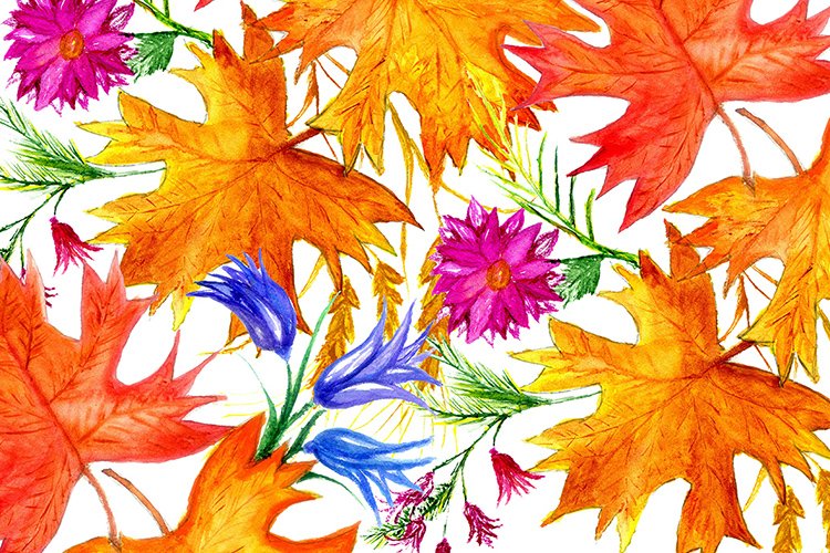 Yellow maple autumn leaves drawing example image 1