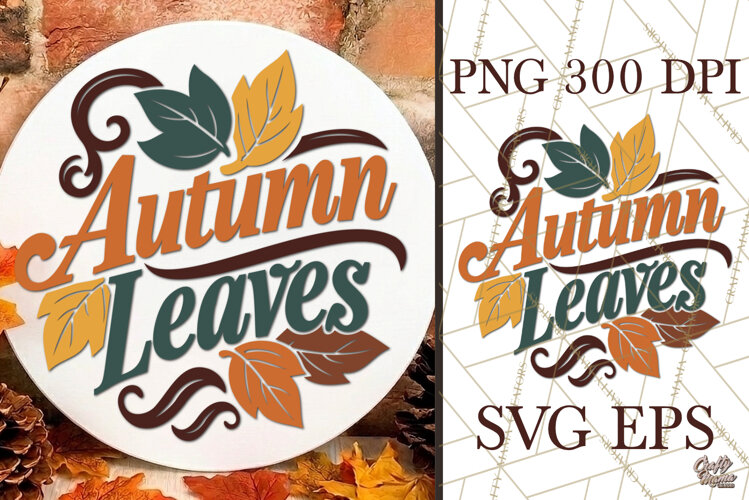 Autumn Leaves Fall Round Sign SVG example image 1