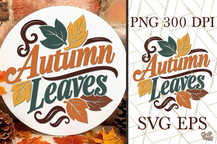 Autumn Leaves Fall Round Sign SVG