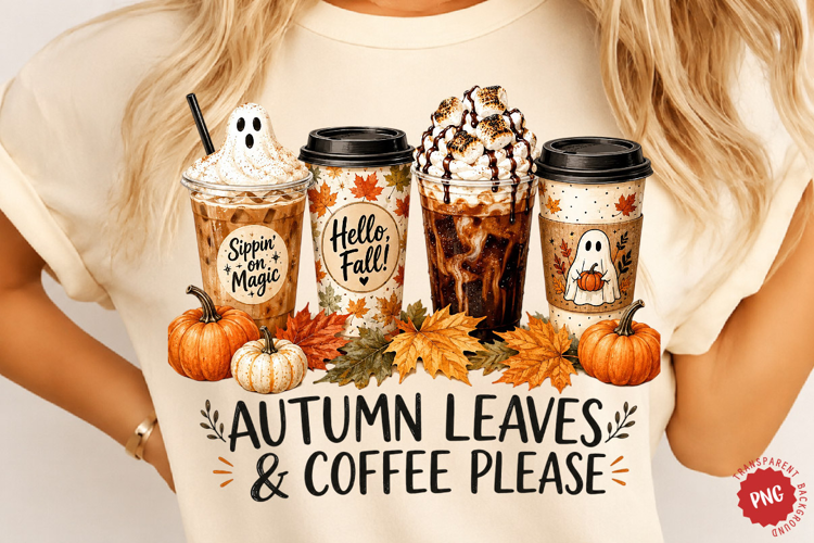 Autumn Leaves & Coffee Please PNG