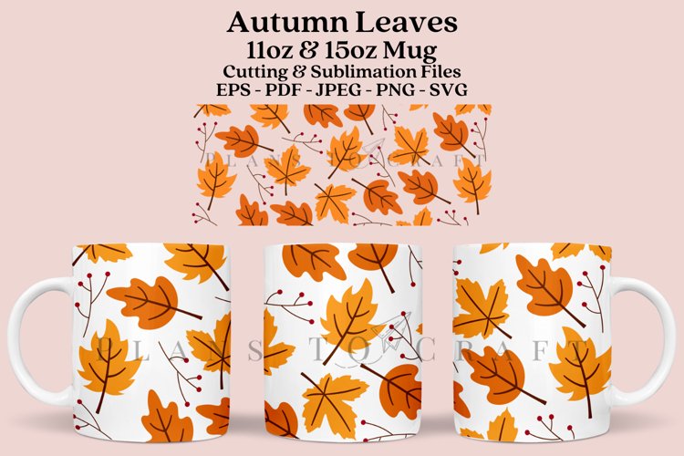 autumn maple leaves coffee mug sublimation wrap glass mug wrap svg presized for 11oz and 15oz glass mug are sublimation files