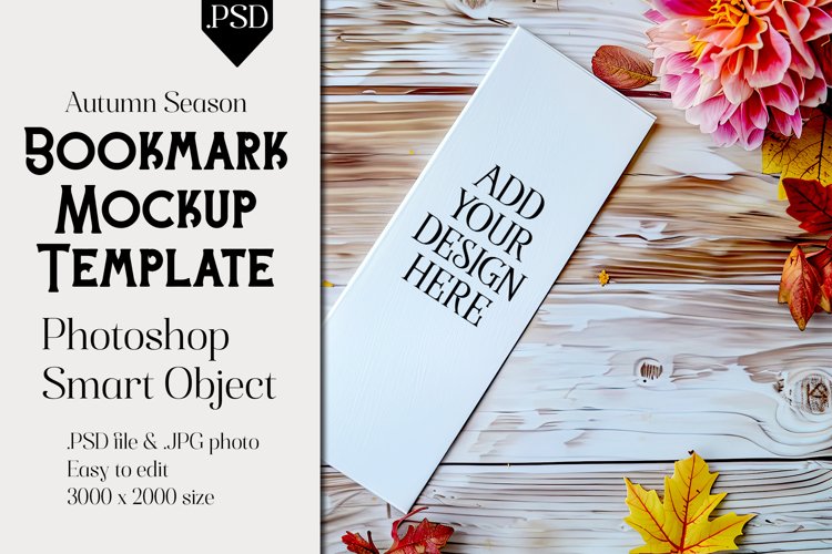 Bookmark Mockup, Autumn Bookmark Mock Up Template, PSD, t19