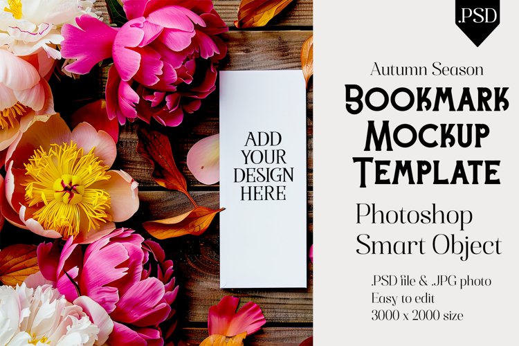 Bookmark Mockup, Autumn Bookmark Mock Up Template, PSD, t25