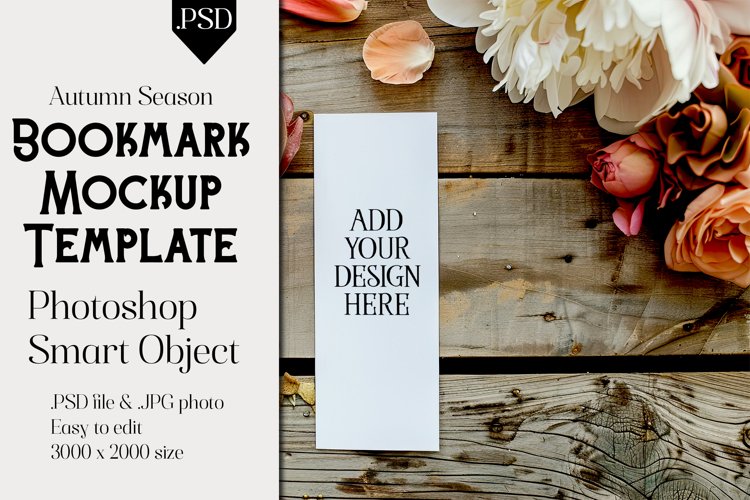 Bookmark Mockup, Autumn Bookmark Mock Up Template, PSD, t29
