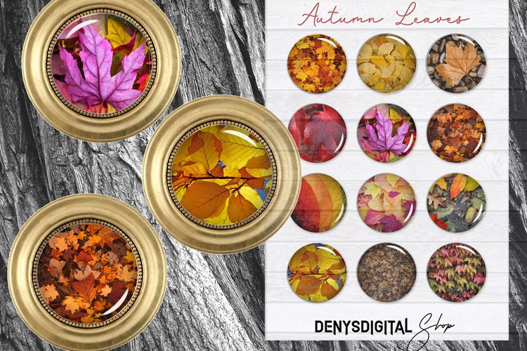 Autumn Digital Collage Sheet, Fall Circle Images Printable