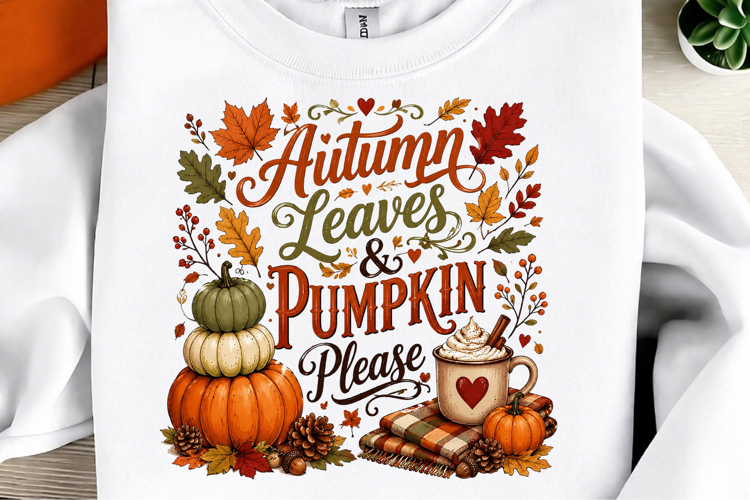 Autumn Leaves & Pumpkin Please PNG