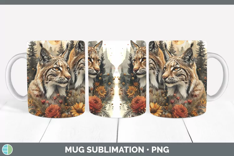 Autumn Lynx Mug Wrap Sublimation Coffee Cup Designs