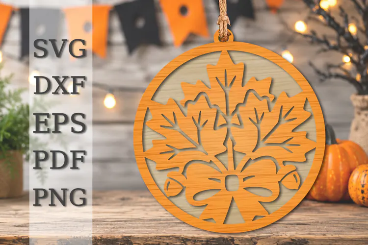 Autumn Maple Leaf Bow Laser Cut SVG