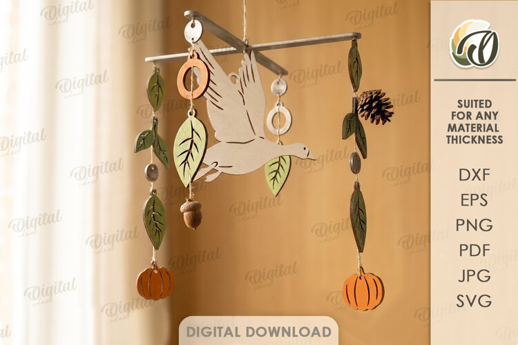 Autumn Mobile Laser Cut. Fall Hanging Home Decor SVG example image 1
