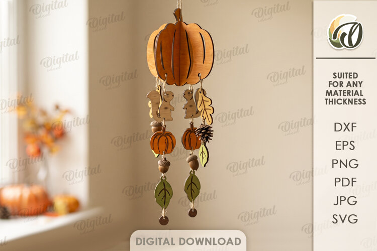 Autumn Mobile Laser Cut. Fall Hanging Home Decor SVG example image 1