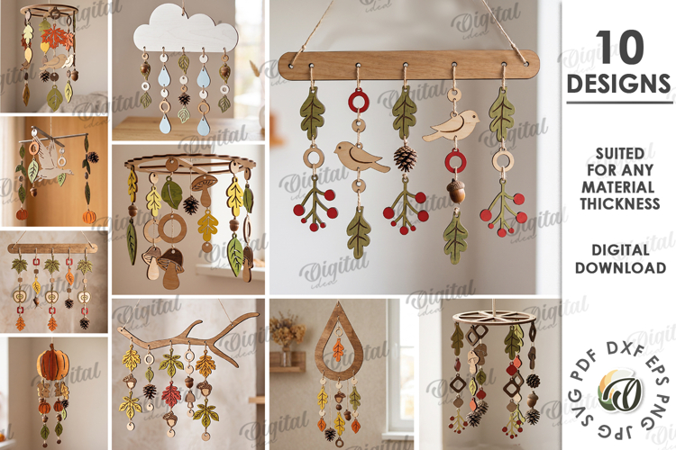 Autumn Mobiles Bundle Laser Cut. Hanging Home Decor SVG
