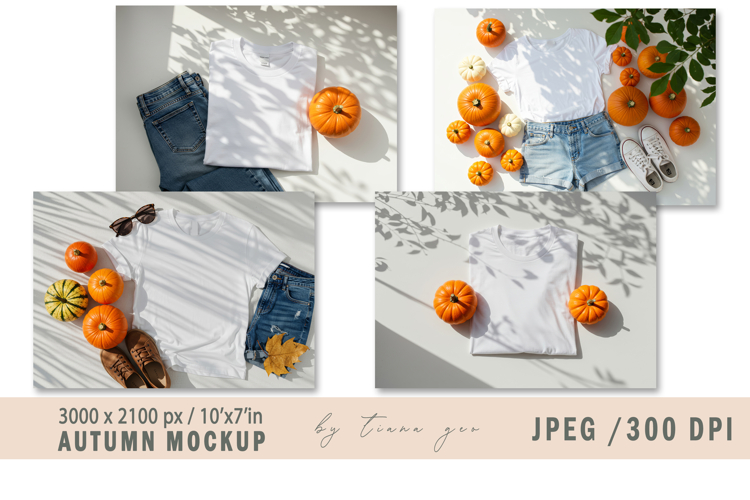 Autumn and Halloween tshirt mockup- 4 jpeg files