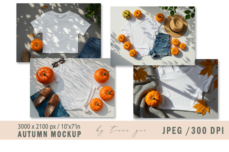 Autumn and Halloween tshirt mockup- 4 jpeg files