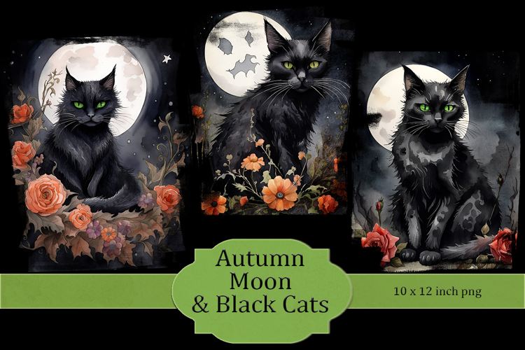 Autumn Moon & Black Cats Sublimation