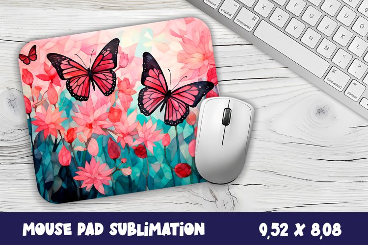 3d Butterflies Mouse Pad Sublimation. 3D Flowers Mouse Pad