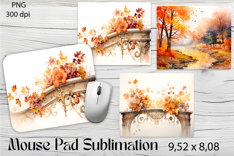 Hello Autumn Mouse Pad Sublimation Design PNG
