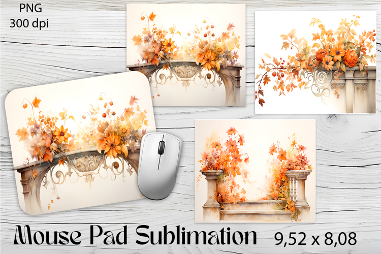 Hello Autumn Mouse Pad Sublimation Design PNG