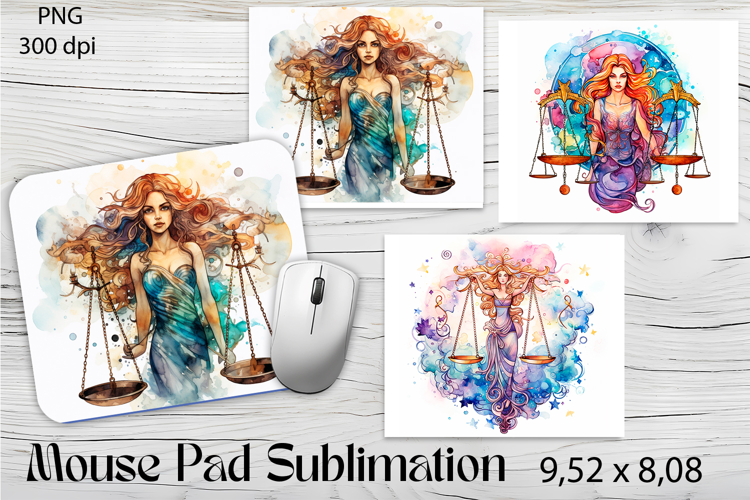 Libra Zodiac Sign Mouse Pad Design, Astrology Sublimation