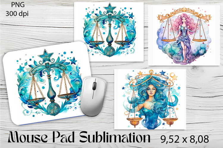 Libra Zodiac Sign Mouse Pad Design, Astrology Sublimation