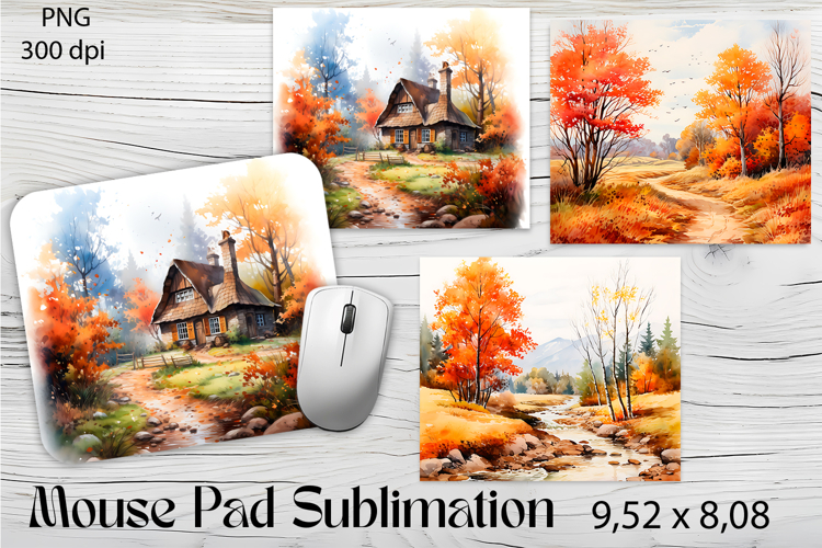 Hello Autumn Mouse Pad Sublimation Design PNG