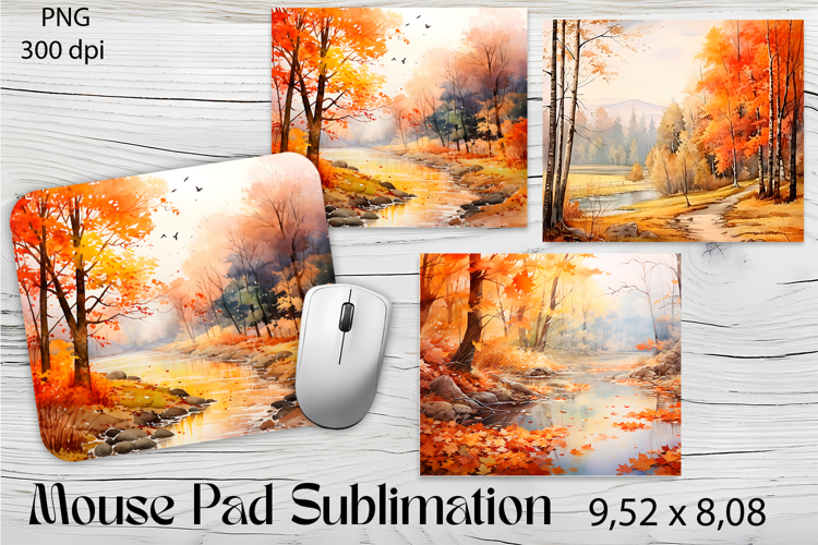 Hello Autumn Mouse Pad Sublimation Design PNG
