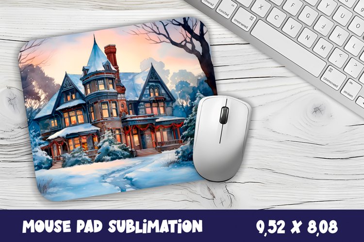 Winter hause mouse pad winter/village sublimation example image 1