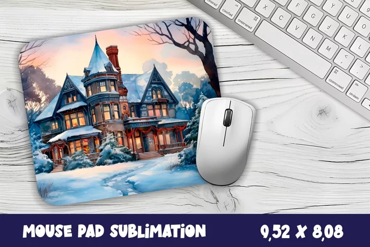Winter hause mouse pad winter/village sublimation