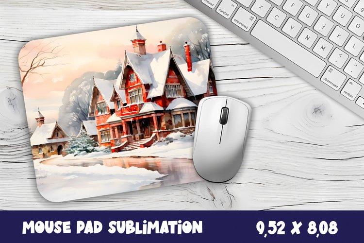 Winter hause mouse pad winter/village sublimation example image 1