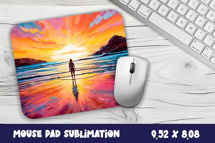 Girl by the sea at sunset 3d Mouse Pad Sublimation.