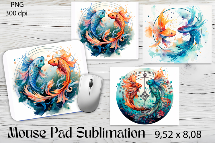 Pisces Fish Zodiac astrology Mouse Pad Design Sublimation