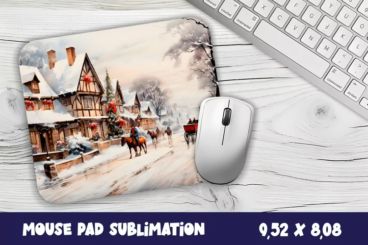 Winter hause mouse pad winter/village sublimation