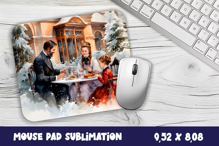 Winter family hause mouse pad winter/village sublimation