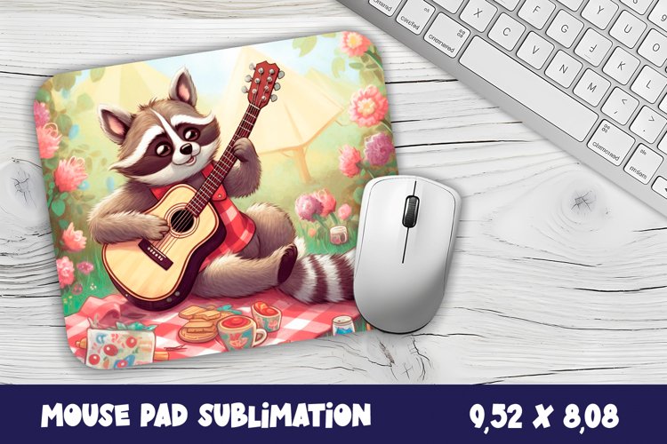 Cute raccoon breakfast| Sublimation mouse pad