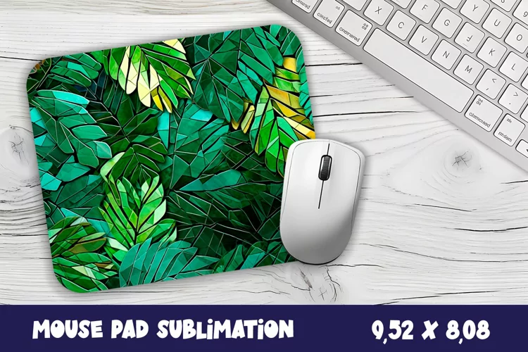 Green leaves 3d Mouse Pad Sublimation. Leaves Mouse Pad
