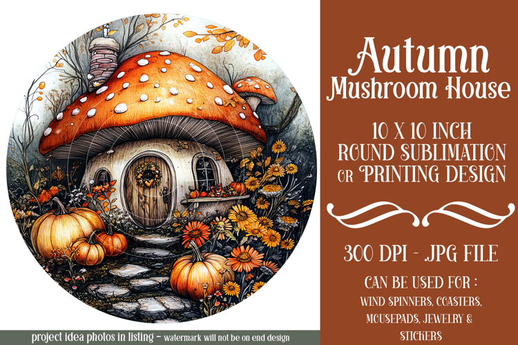 Autumn Fairy House Wind Spinner, Mushroom House Round, d10