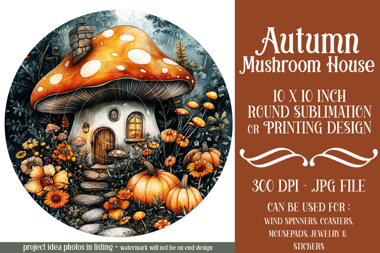 Autumn Fairy House Wind Spinner, Mushroom House Round, d12