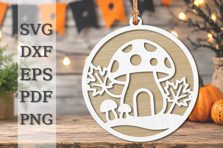 Autumn Mushroom House Laser Cut SVG