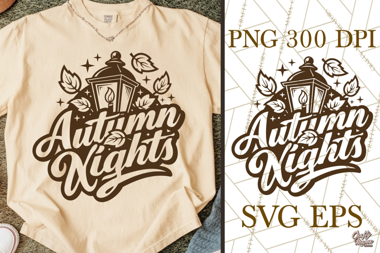 Autumn Nights Fall SVG Cut File & Cozy Fall PNG Design