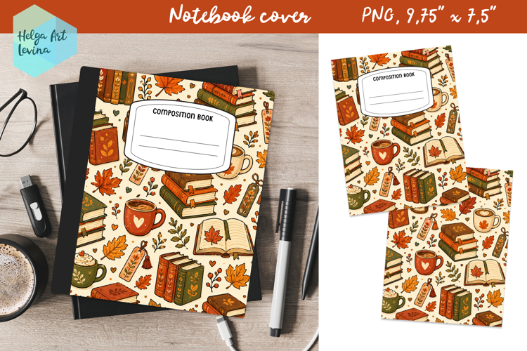 Composition Book Cover School Notebook, Autumn PNG