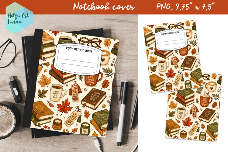 Composition Book Cover School Notebook, Autumn PNG