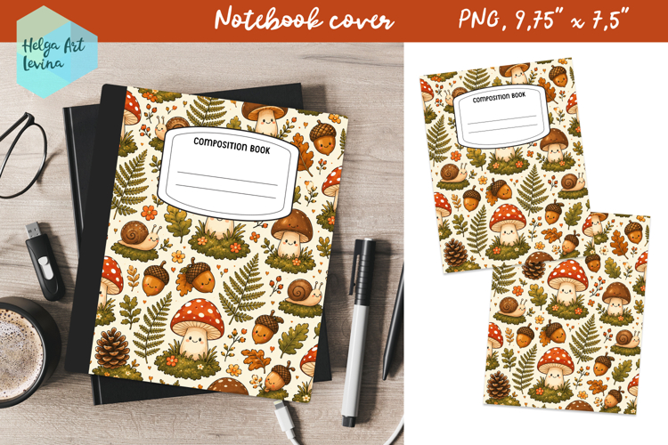 Composition Book Cover School Notebook, Autumn PNG