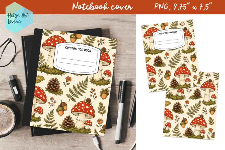 Composition Book Cover School Notebook, Autumn PNG