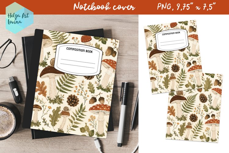Composition Book Cover School Notebook, Autumn PNG